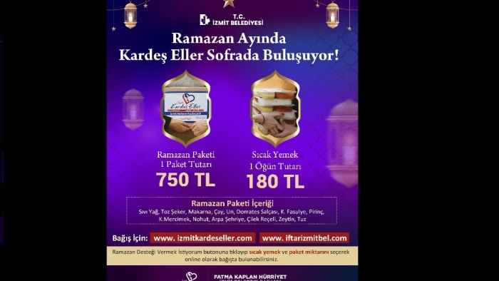 İzmit Belediyesinden Ramazan dayanışması:  “Bu yıl da sofraları paylaşalım!”